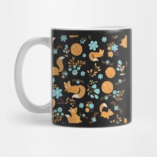 Cute foxy pattern with flowers and fox pups Mug